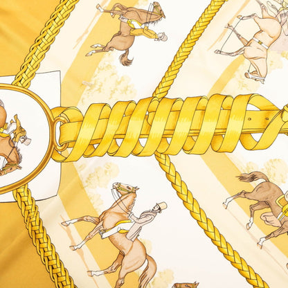 Hermes Herms Carr 90 Les Allvres Dv Cheval Horse Ribbon Scarf