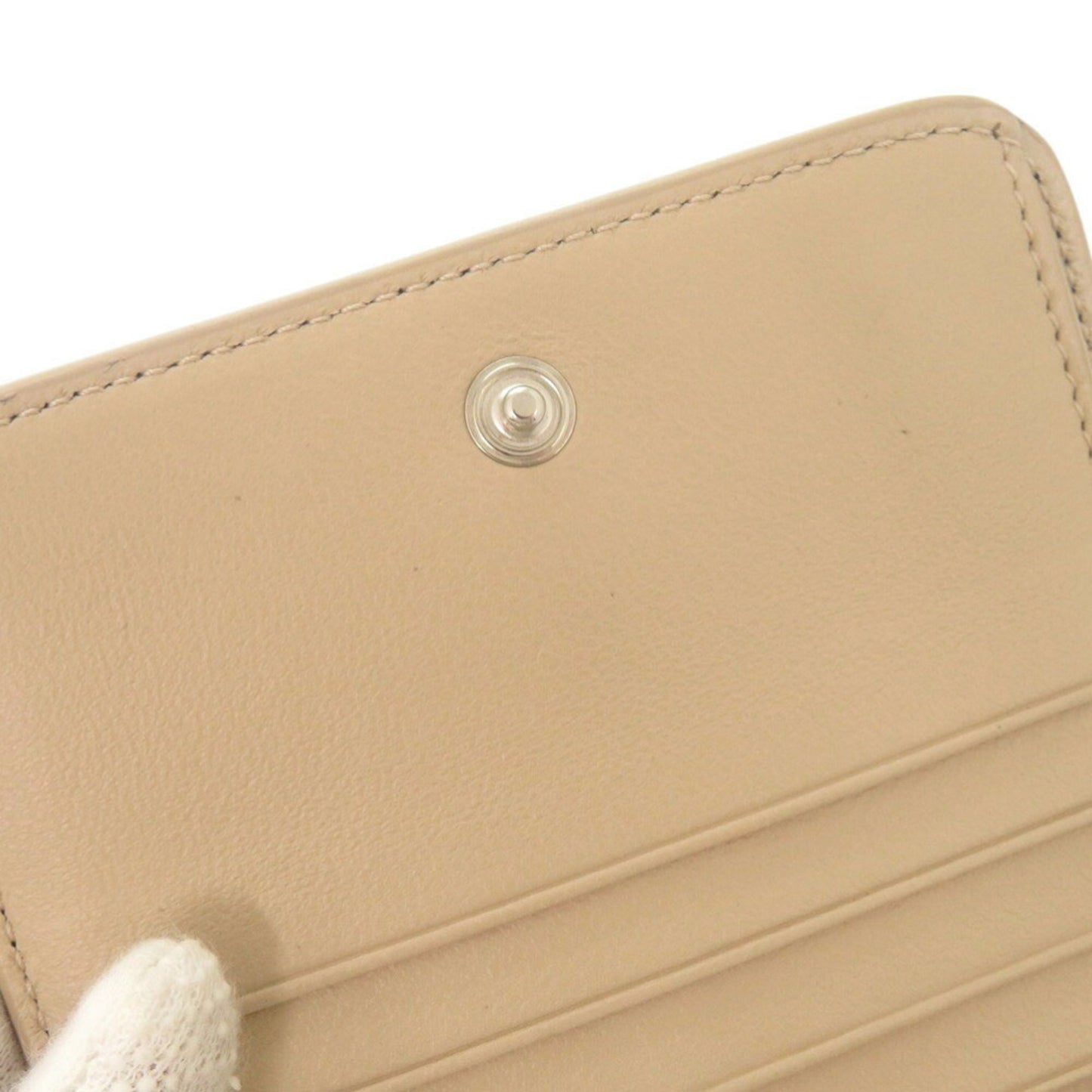 Like New Balenciaga Leather Beige Compact Bi-Fold Wallet 1018Balenciaga