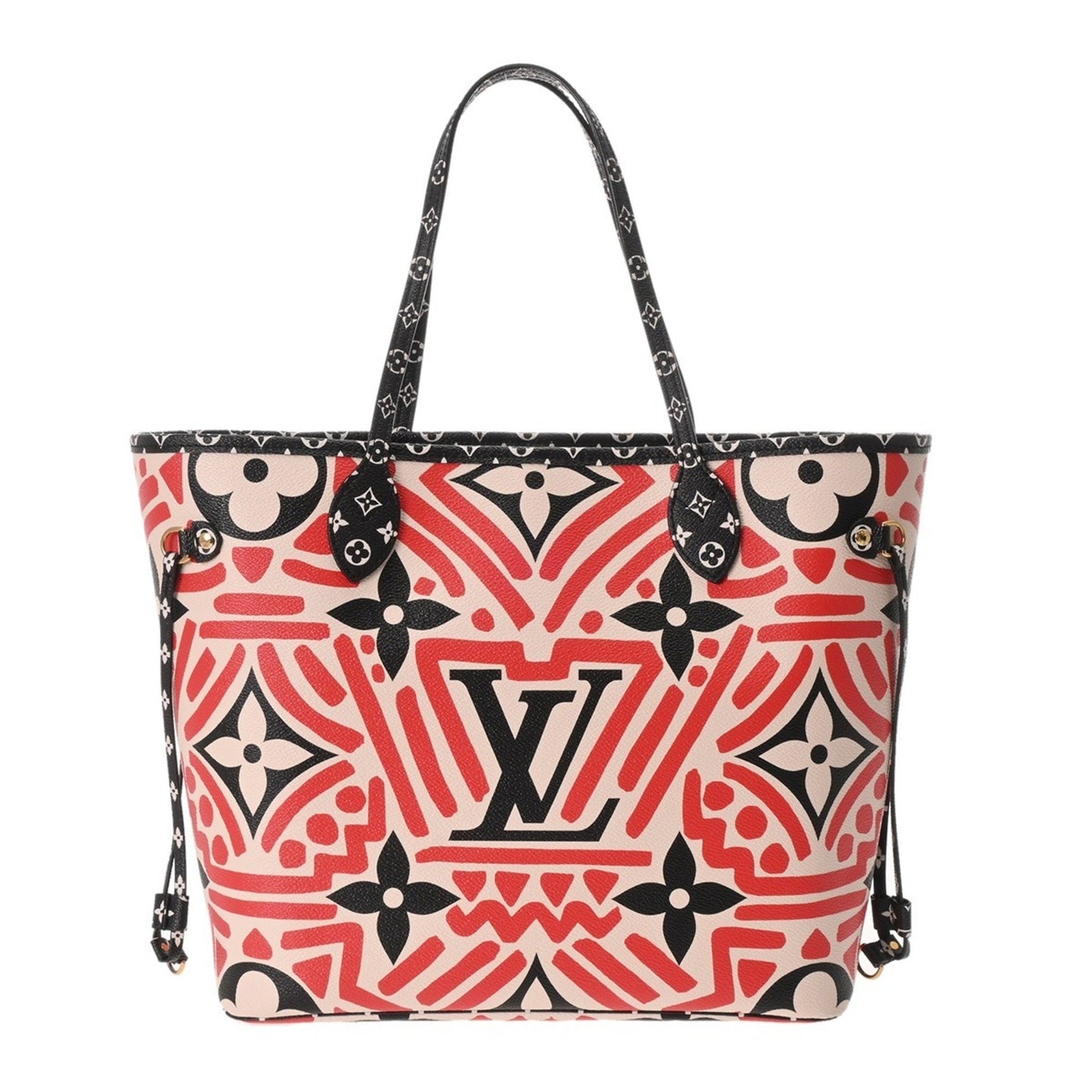 Louis Vuitton Monogram Crafty Neverfull Mm Creme/Rouge M56583 Women'S Canvas Tote Bag