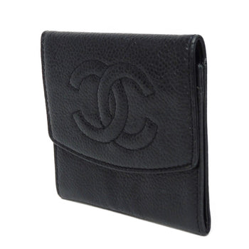 Chanel Coin Case Compact Flap Coco Mark Cc 3Rd Series Deca Caviar Skin Black