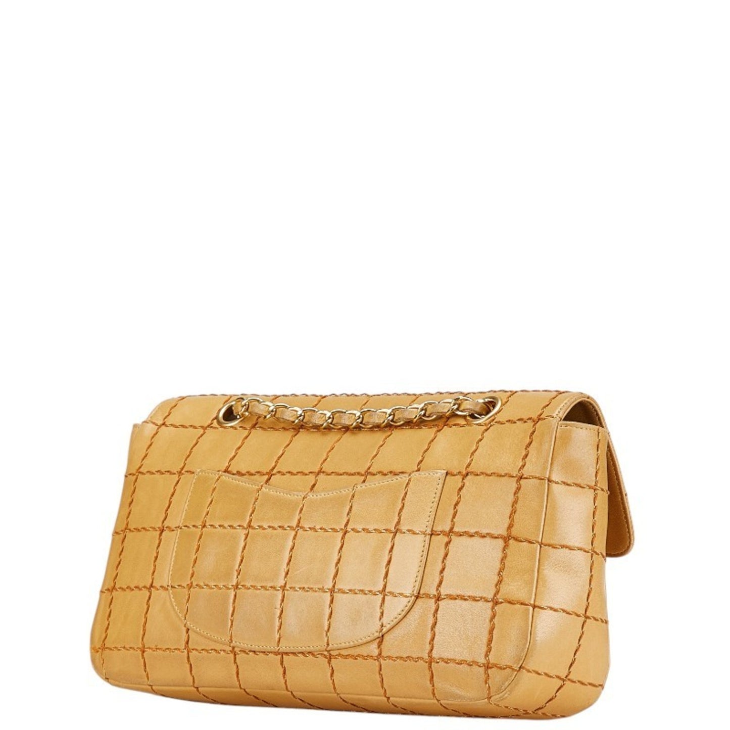 Chanel Wild Stitch Chocolate Bar Chain Shoulder Bag In Beige Lambskin