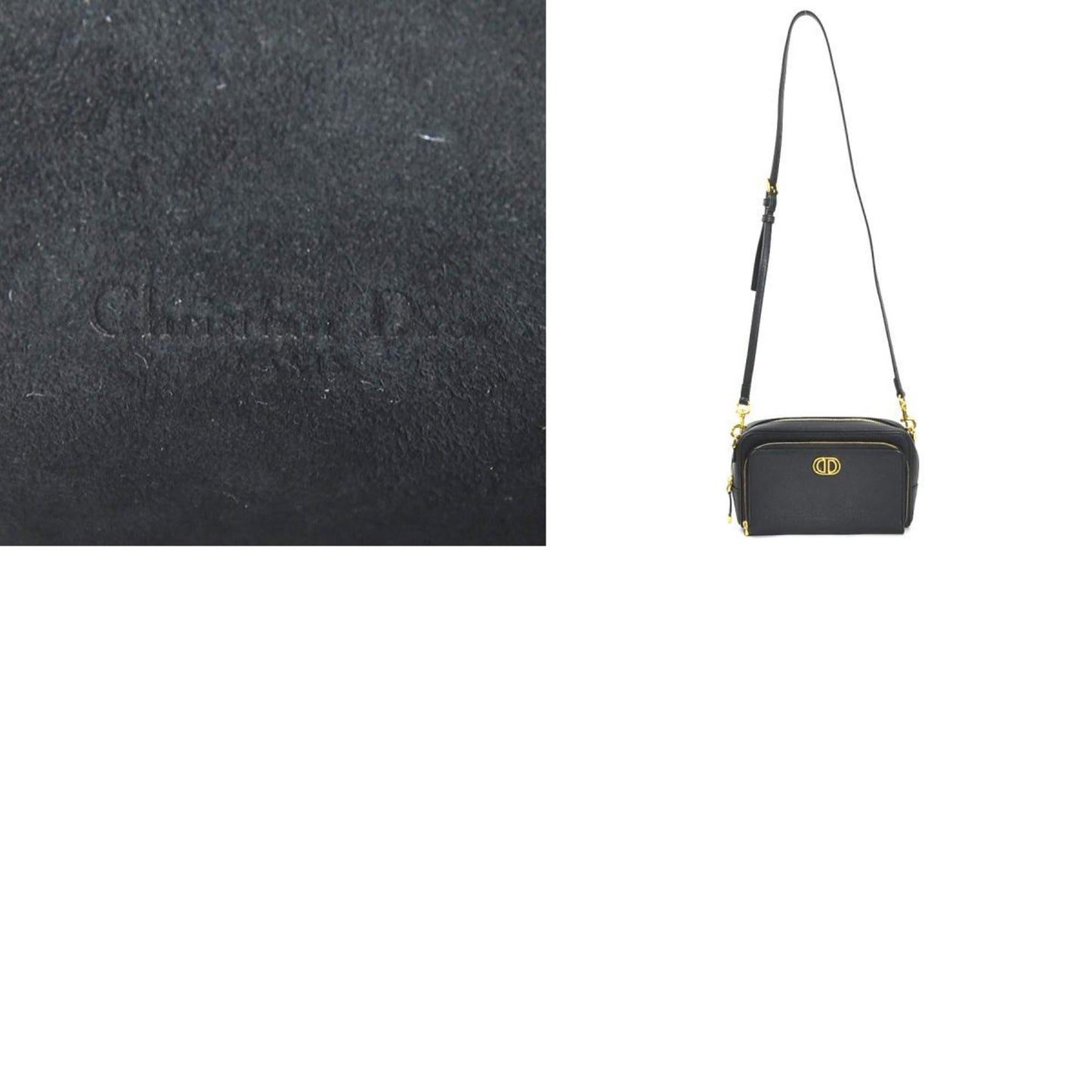 Christian Dior Shoulder Bag Caro Leather Black