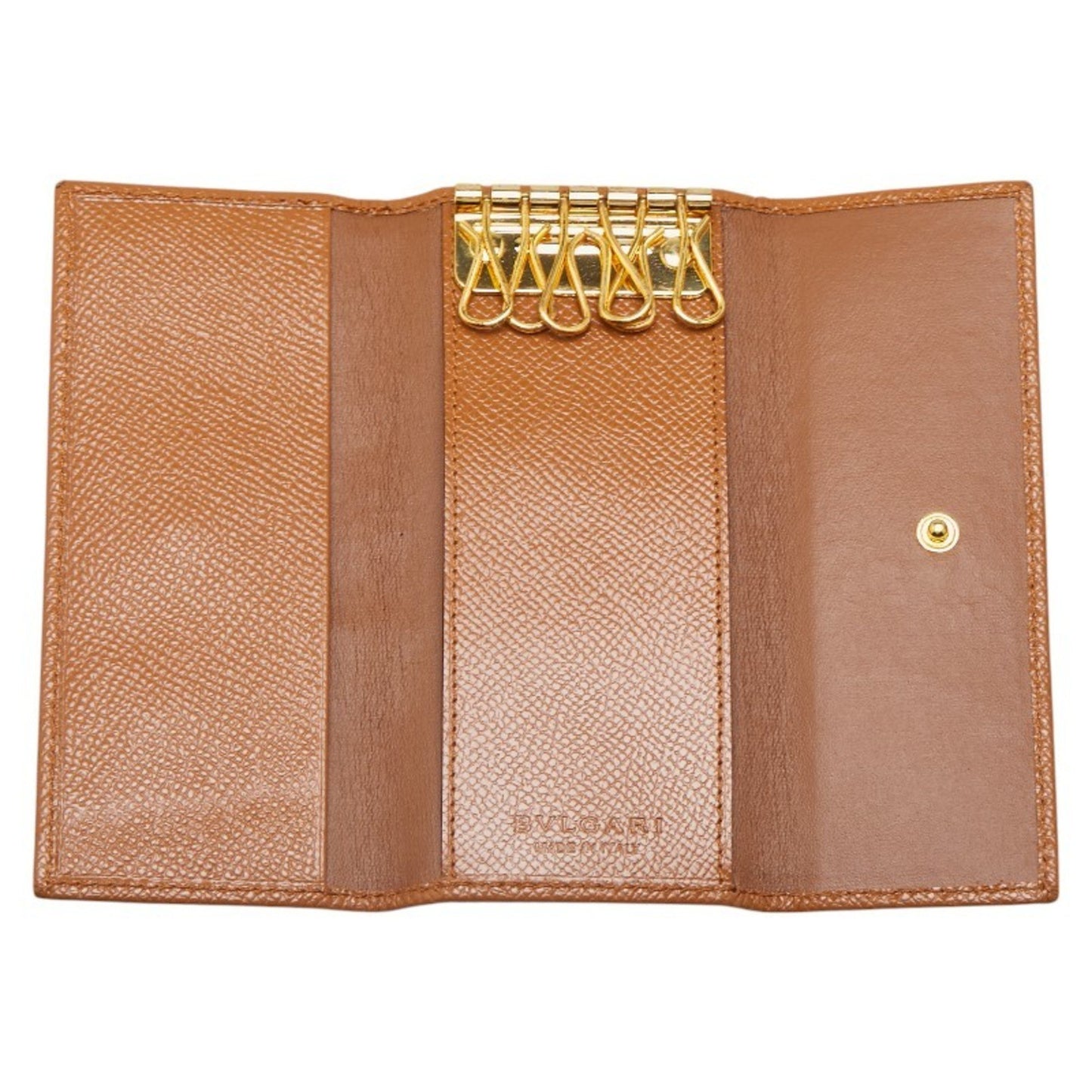 Bvlgari Long 6-Ring Key Case Brown Leather