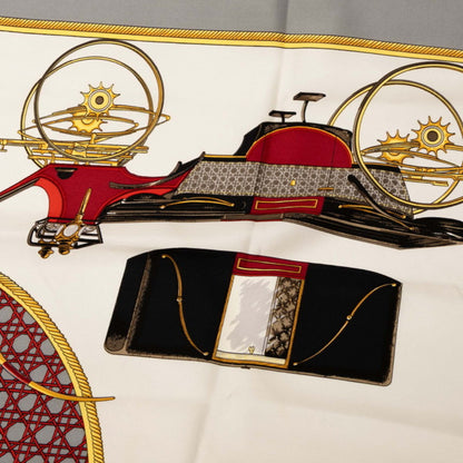 Hermes Herms Carr 90 "Les Voitures A Transformation" Folding Carriage Scarf