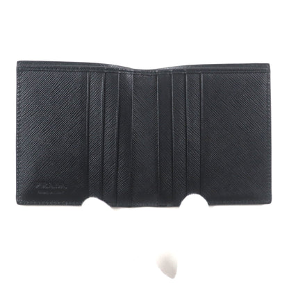 Prada 2Mo004 Saffiano Leather Two-Tone Compact Wallet With Logo Hardware