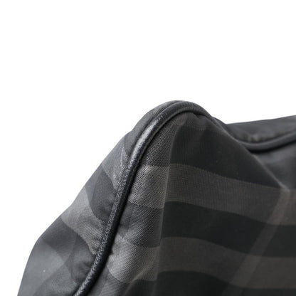 Burberry Check Logo Plate Shoulder Bag Black Nylon Leather