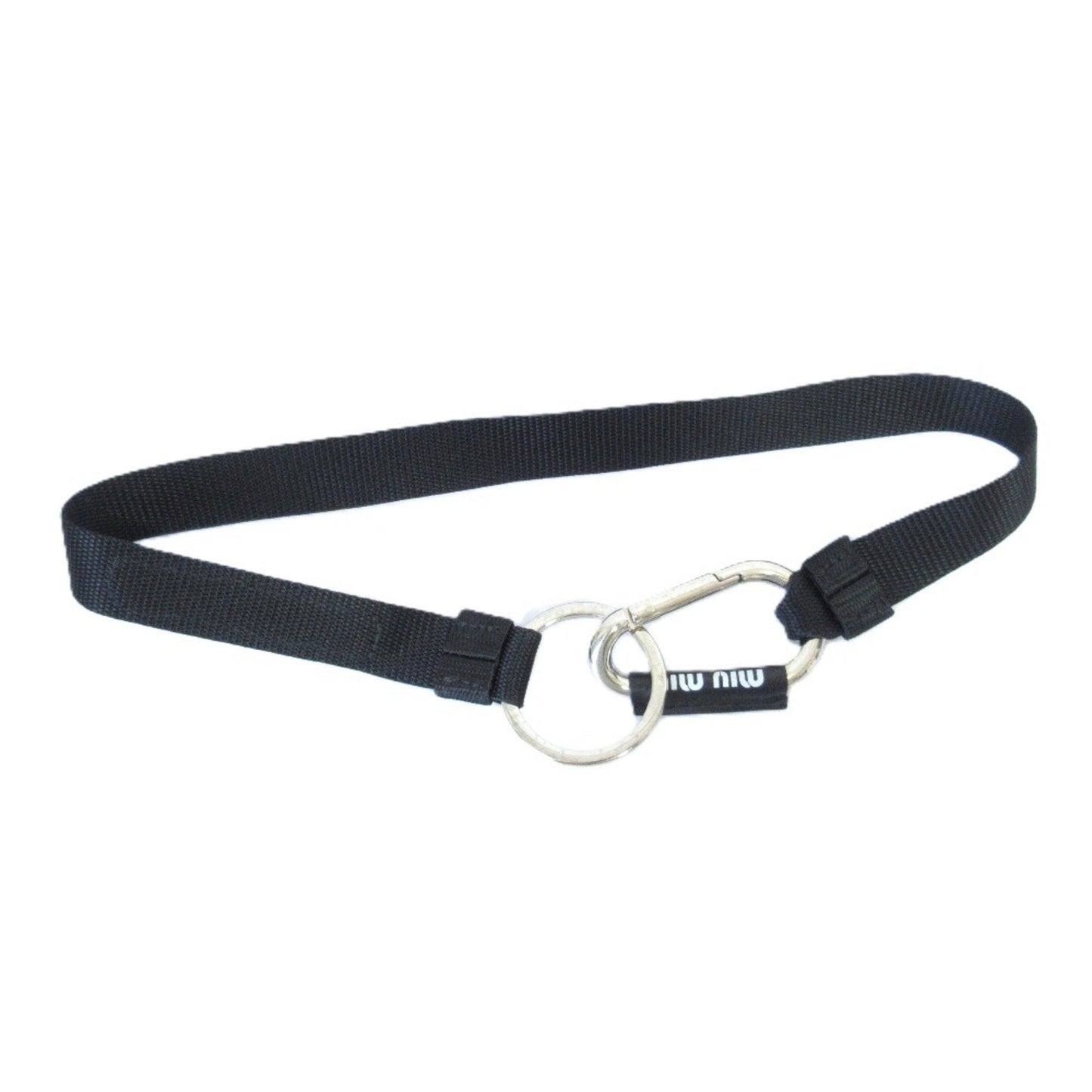 Miu Miu Miu Trick Carabiner Shoulder Strap Keychain In Black