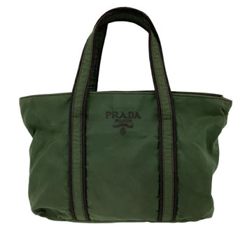 Prada Kb-9857 Nylon Embroidered Mini Tote Bag In Dark Green