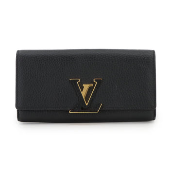 Louis Vuitton Capucines Bifold Wallet In Taurillon Leather (Noir) With Gold Hardware And Rfid