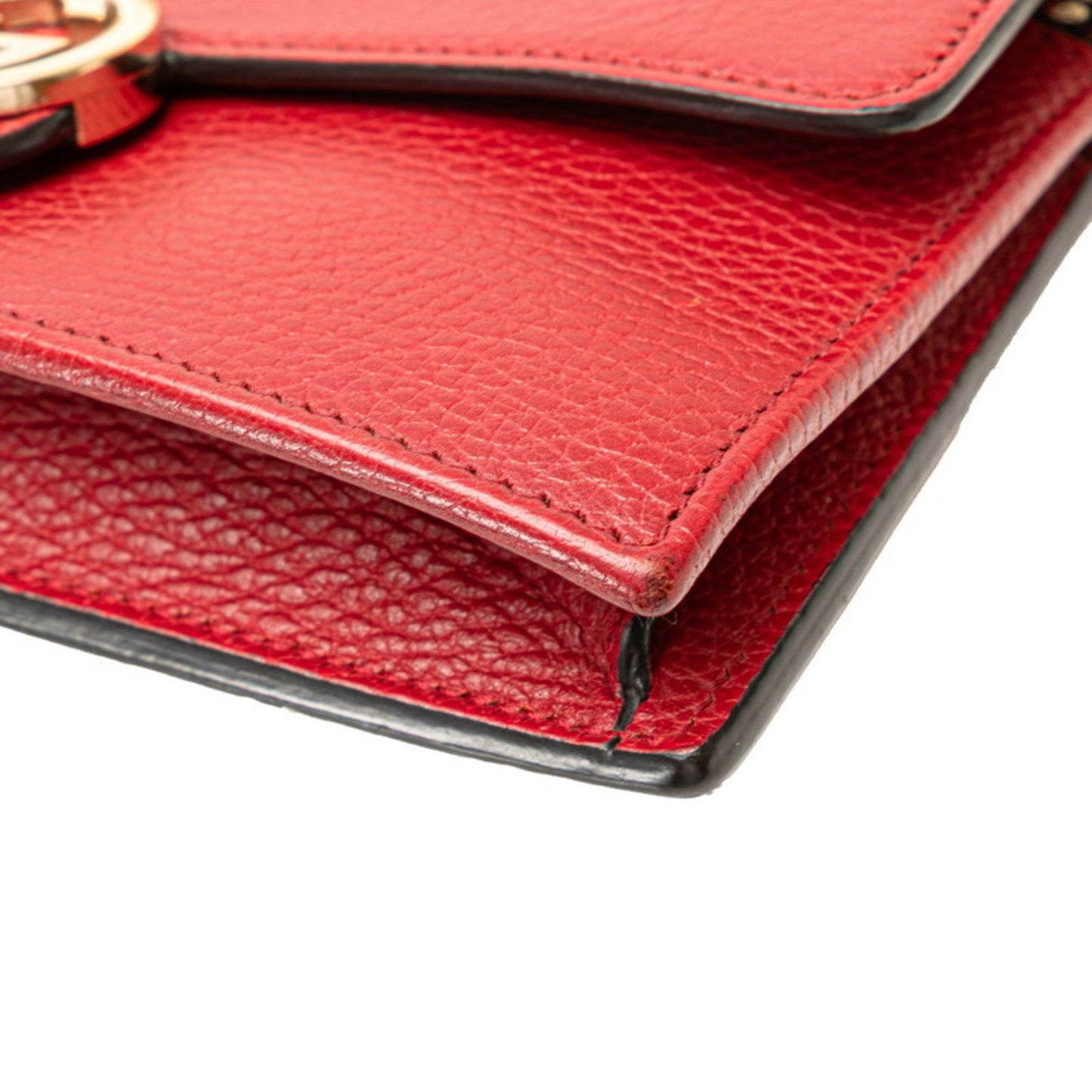 Gucci Interlocking G Crossbody Chain Wallet 510314 Red Leather