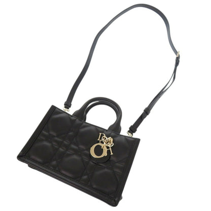 Like New Christian Dior Book Tote Mini Macrocannage S5573Owhp Calfskin Black Handbag Shoulder Bag