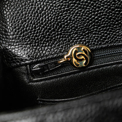 Chanel Matelasse Coco Mark Handbag In Black Caviar Skin