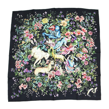 Christian Dior 22 D-Constellation Print Silk Scarf/Muffler In Black