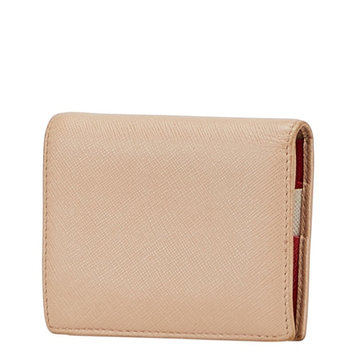 Prada Logo Bifold Wallet In Beige Leather