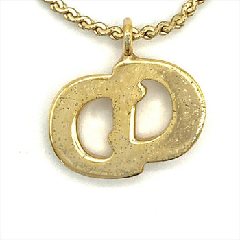 Christian Dior Rhinestone Necklace Metal G Gold Choker