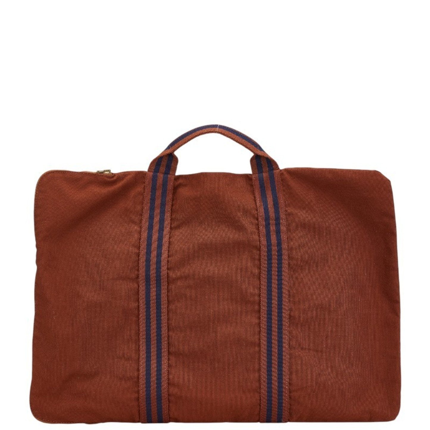 Hermes Foultou Porto-Document Bag Document Case Brown Navy Canvas