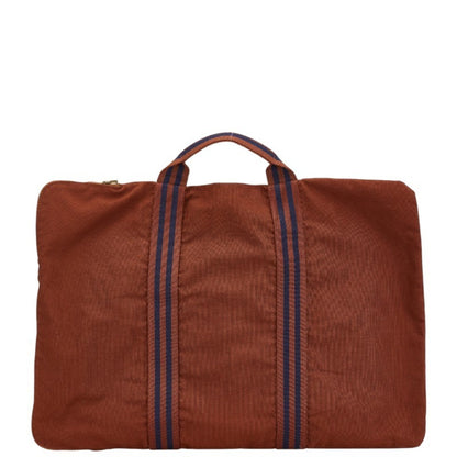 Hermes Foultou Porto-Document Bag Document Case Brown Navy Canvas