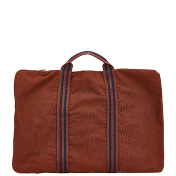 Hermes Foultou Porto-Document Bag Document Case Brown Navy Canvas