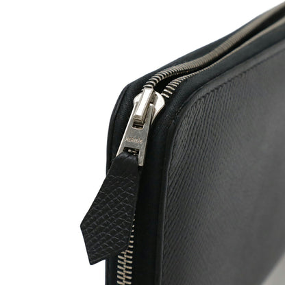 Hermes Azap Long Classic Round Wallet In Black Epsom Leather