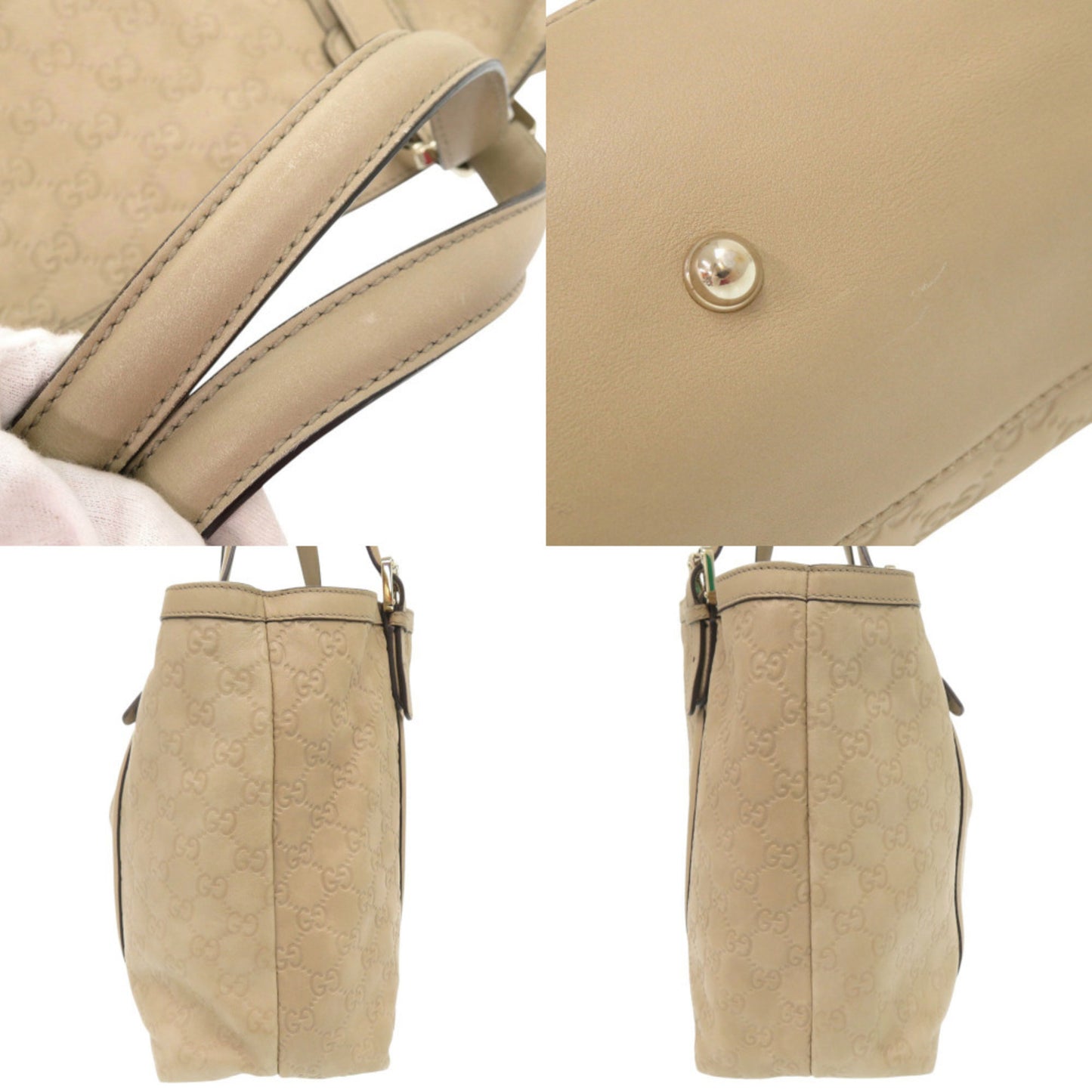 Gucci Guccissima Gg Logo 162094 Leather Beige Tote Bag Handbag 0245 Gucci