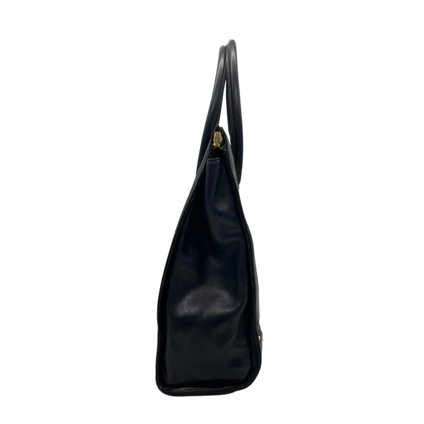 Gucci Handbag Tote Bag In Navy Blue Leather With Gold Hardware