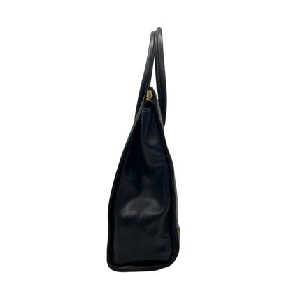 Gucci Handbag Tote Bag In Navy Blue Leather With Gold Hardware