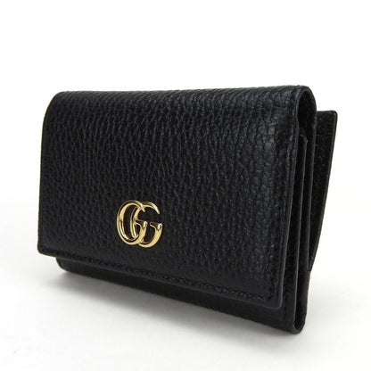 Gucci Tri-Fold Wallet 644407 Gg Marmont Leather Black Compact Accessory