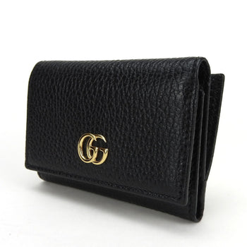 Gucci Tri-Fold Wallet 644407 Gg Marmont Leather Black Compact Accessory