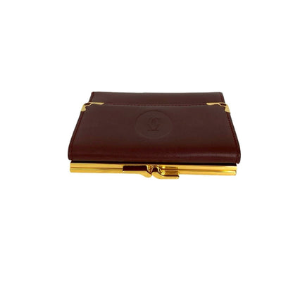 Cartier Must Line Leather Clasp Tri-Fold Wallet
