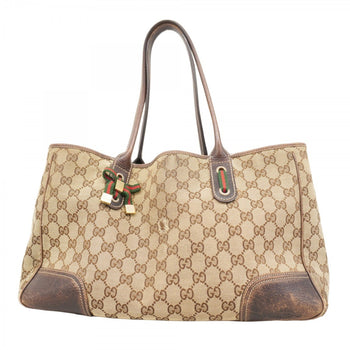 Gucci Gg Canvas Sherry Line Princess Tote Bag 163805 Brown Champagne