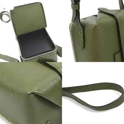 Valextra Shoulder Bag Trick Track Leather Khaki