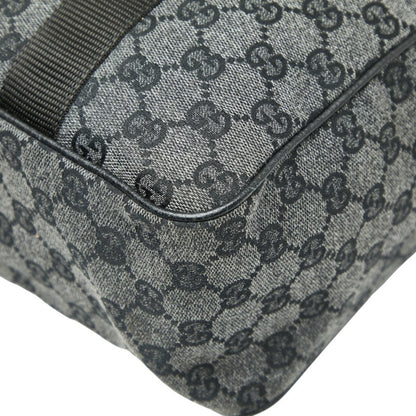 Gucci Gg Canvas Business Bag Handbag 282529 Gray Black Leather