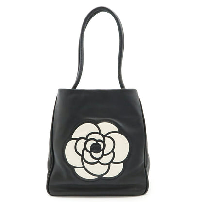 Chanel Camellia Tote Bag Shoulder Leather Black White A20856