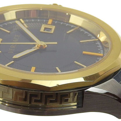 Versace Vera Watch Wr5 Stainless Steel X Leather Gold Quartz Analog Display