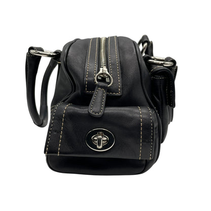 Coach Soho Boston Leather Satchel Bag In Black With Silver Hardware