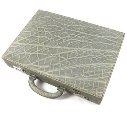 Valextra Vintage Rare Dial Lock Attache Case In Gray Elephant Leather With Dust Bag