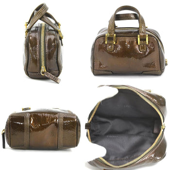 Loewe Shoulder Bag Mini Handbag Anagram Enamel Brown Gold