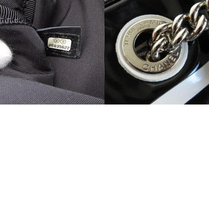 Chanel Shoulder Bag Enamel Black White Silver