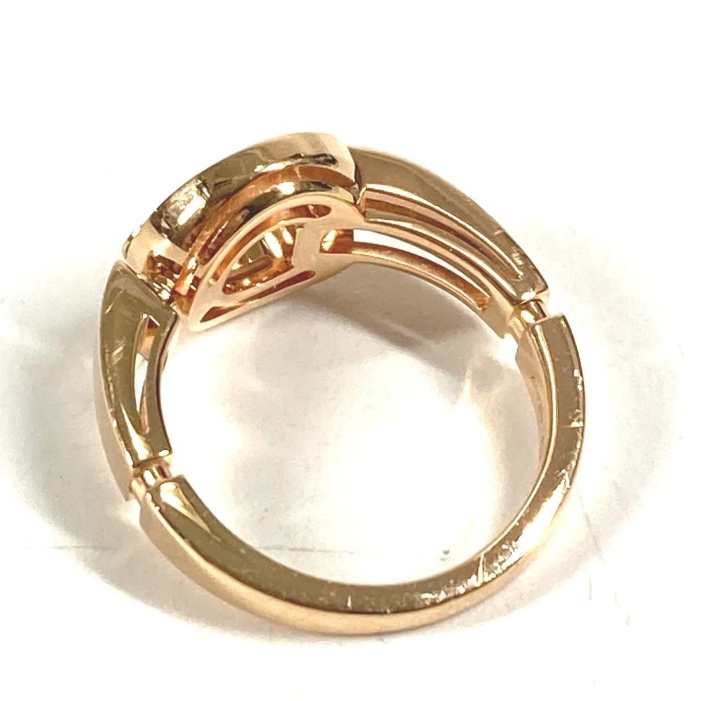 Bvlgari Mother-Of-Pearl Diamond Openwork Ring With Bvlgari Logo