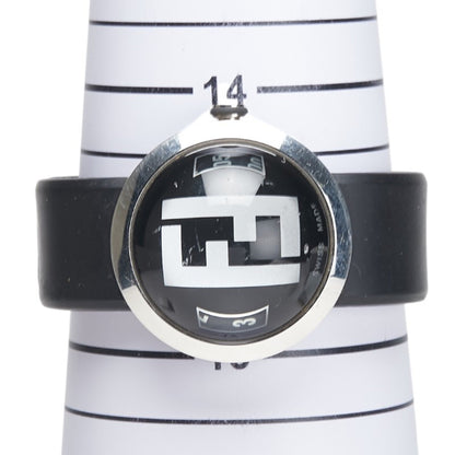 Fendi Bousra Watch 8010G Quartz Movement Black Dial Stainless Steel Rubber