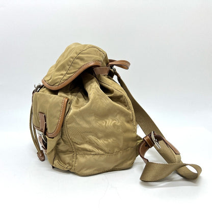 Prada Prada Logo Plate Double Pocket Backpack Nylon