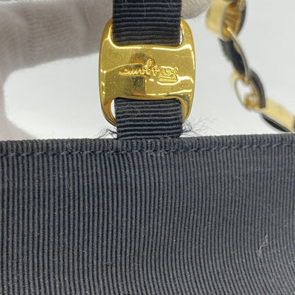 Salvatore Ferragamo Vara Nylon Canvas Handbag In Black