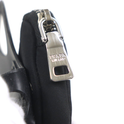 Prada 1Zt054 Nylon Re-Nylon Triangle Logo Neck Strap Phone Holder Smartphone Black Made In Italy