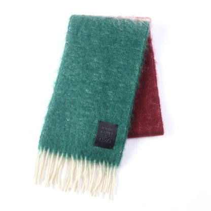 Loewe Women'S Mohair And Wool Blend Scarf With Anagram Logo Patch Fringe