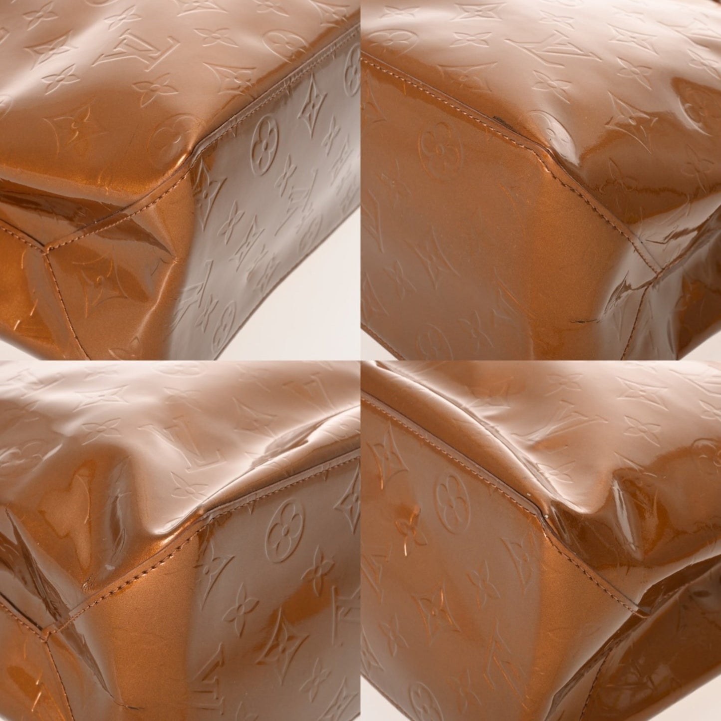 Louis Vuitton Monogram Vernis Reed Mm Bronze M91143 Women'S Handbag