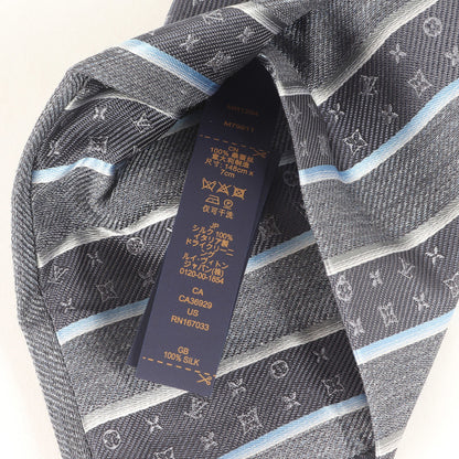 Louis Vuitton Regimental Monogram Silk Cravate Tie M79911 Gray 148Cm X 7Cm