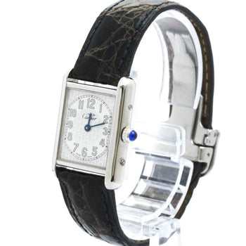 Cartier Must Tank Stainless Steel Leather Quartz