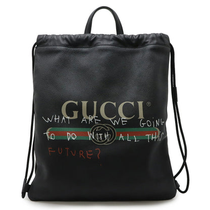 Gucci Gucci Print Coco Capitan Drawstring Backpack/Tote Bag In Black Leather
