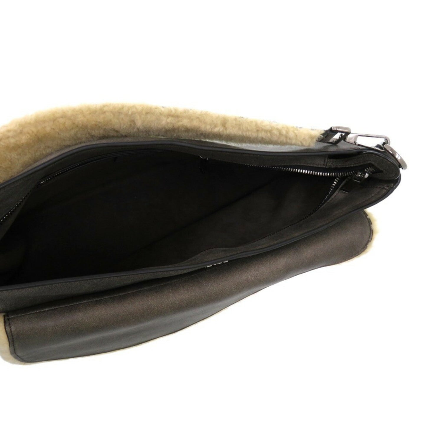 Christian Dior Dior Saddle Shearling 00 Bo 0292 Mouton Gray 1145 Shoulder Bag