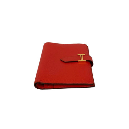 Hermes Bearn Compact Epsom Leather Bifold Wallet Mini Rouge Tomato 35167
